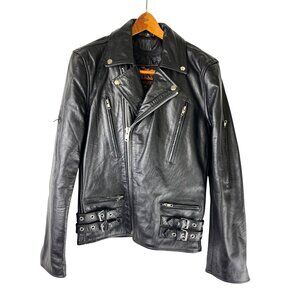 NWOT IK Genuine Leather Moto, Rockabilly, Punk , Goth Men's Jacket,  36